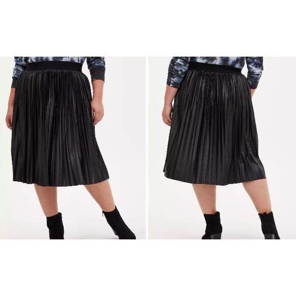 Torrid Black Premium Ponte Coated Pleated Midi Skirt Size 3 NWT - Picture 8 of 8